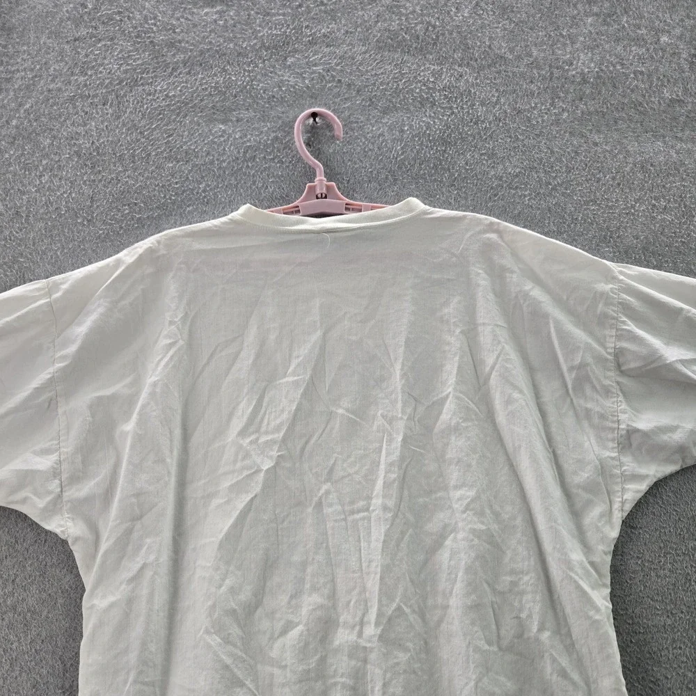 VINTAGE Shop Til You Drop Women Shirt L White  90s USA Short‎ Sleeve